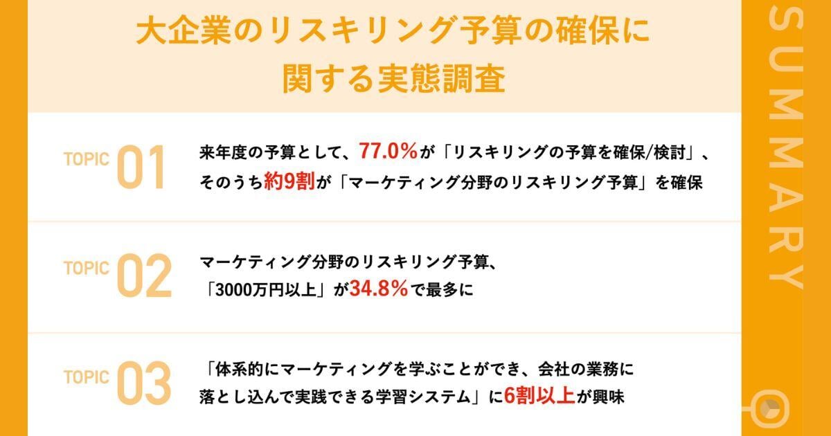 【無料ダウンロード】大規模調査：大企業のリスキリング予算の確保に関する実態調査